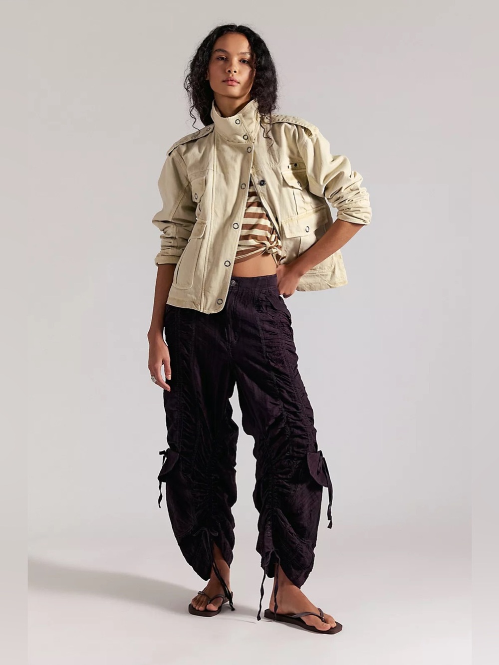 Free People We The Free Scorpio Shirred Mid-Rise Cargo Pants